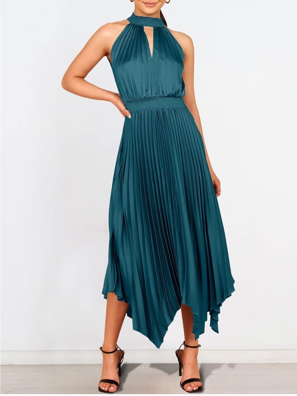 Jewel Tone Handkerchief Hem Dress